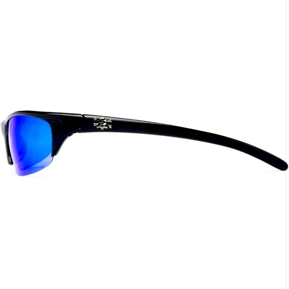 Calcutta Bermuda Sunglasses 100% UV Protect Polarized Shiny Blue & Black Used - Picture 10 of 11